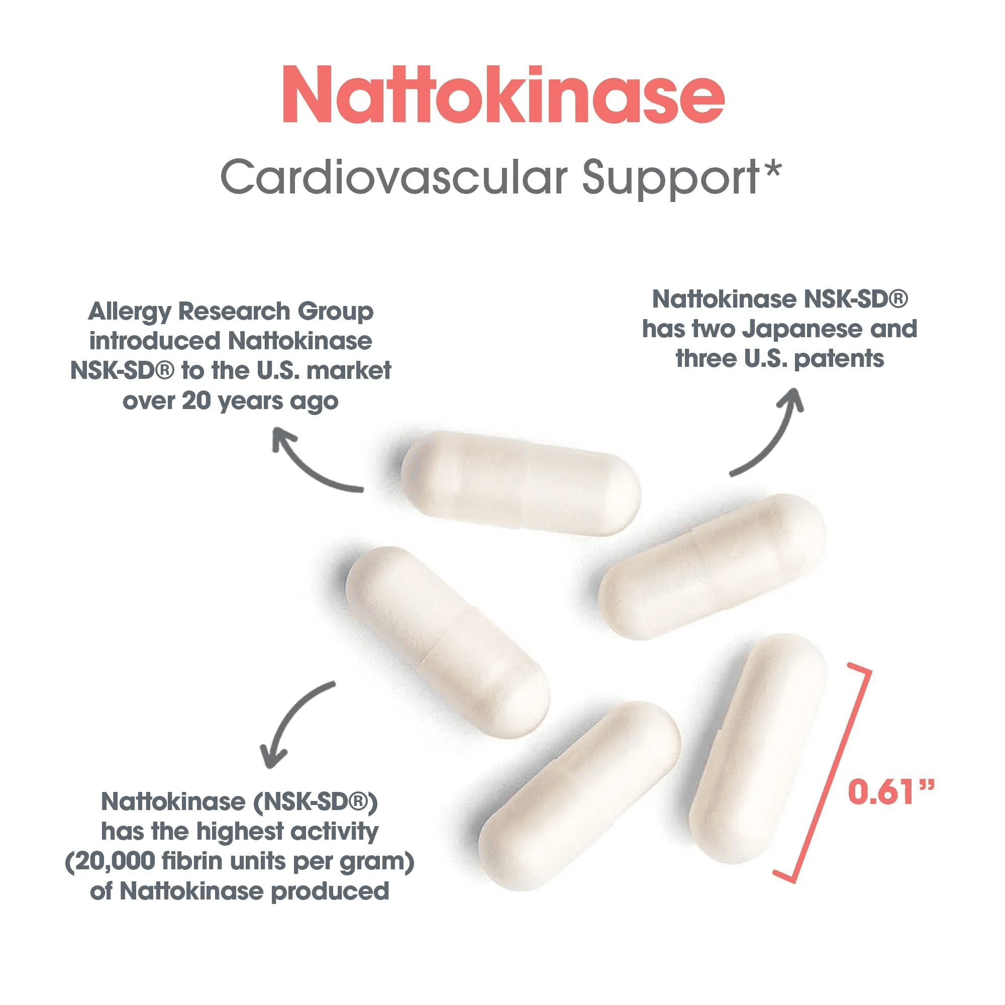 ARG Nattokinase 50 mg - Supplement to Support Healthy Circulation - Delivers 50 mg Nattokinase NSK-SD from Fermented Soybeans per Serving - 150 Servings - 300 Capsules