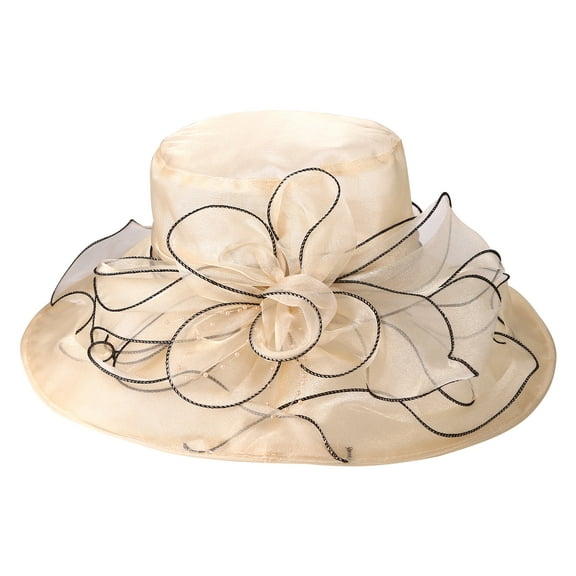 Avaner Women Organza Church Derby Hat Wide Brim Sun Hats for Wedding Tea Party Fascinator Hat, Dual-use