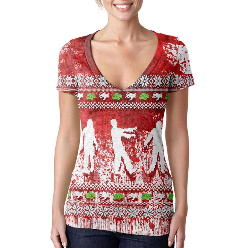 Old Glory Ugly Christmas Sweater Bloody Zombie Attack