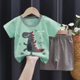 thumbnail image 2 of NIEWTR Children Pajamas Set for Toddler Boys Two Piece Short Sleeve Pullover + Elastic Waist Shorts Soft Breathable Kids Pjs Summer 18-24M 2T 3T 4T 5T 6T(A-Mint Green,2-3 Years), 2 of 4