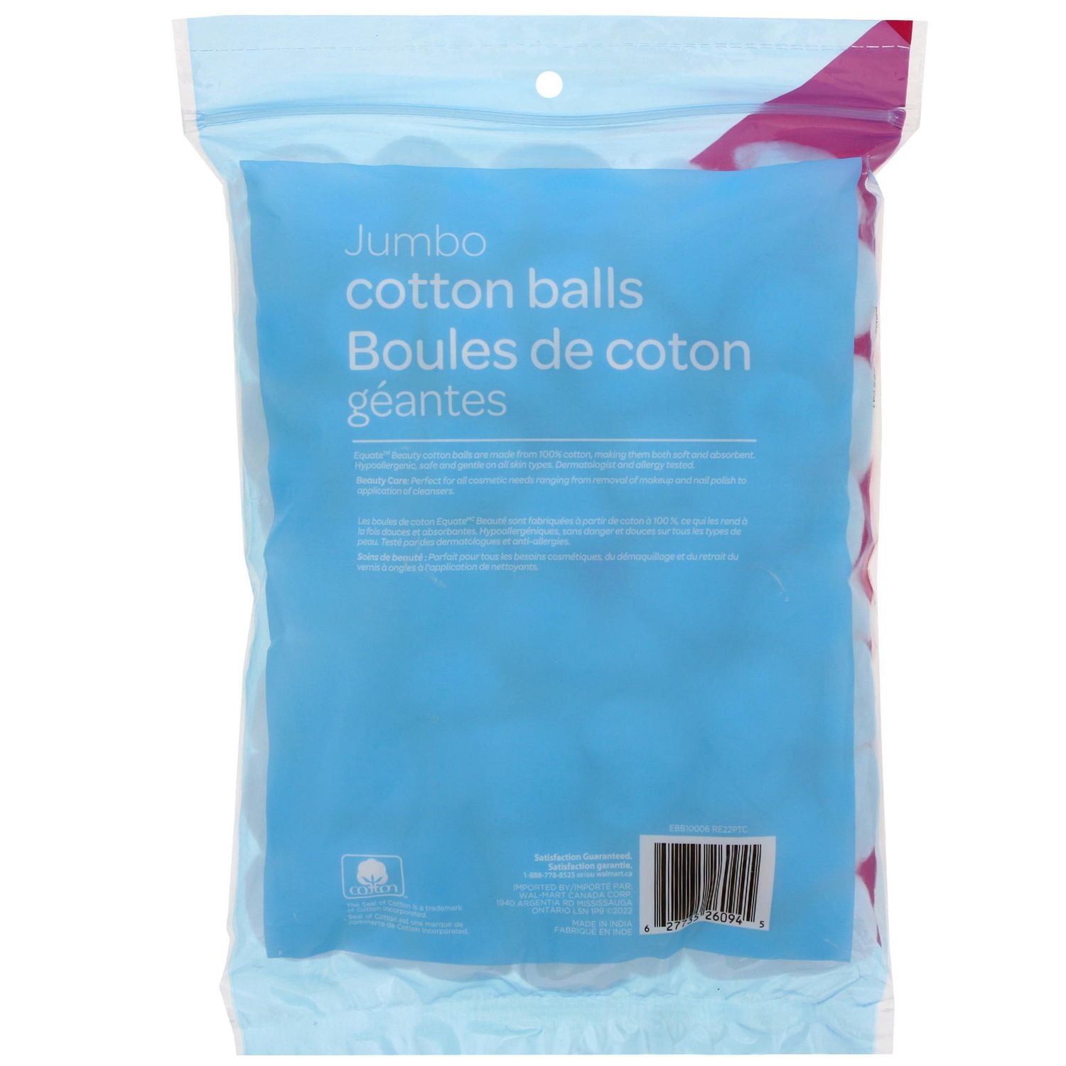 Equate Beauty Premium Jumbo Cotton Balls, 100 pack