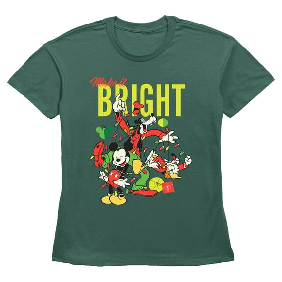 Womens Mickey & Friends Christmas Make It Bright Friends T Shirt