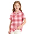 thumbnail image 2 of Trgacdwlo Girls Polo Shirt Plaid Short Sleeve Boys Girls Uniform Shirts Back To School Button Collared Lightweight Teens Outfit, 2 of 8