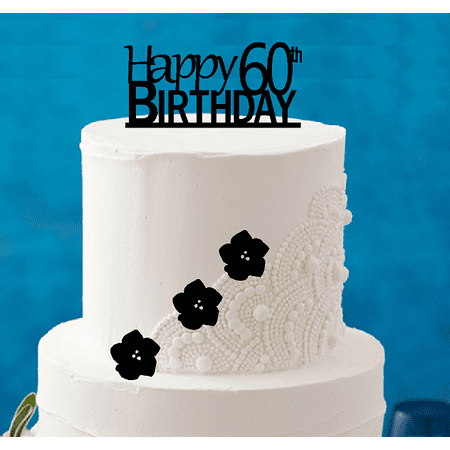 Happy 60th  Birthday  5 x 4inch Number Elegant Cake Topper 