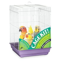 Prevue Pet Products Square Roof White & Purple Bird Cage Starter Kit 91210