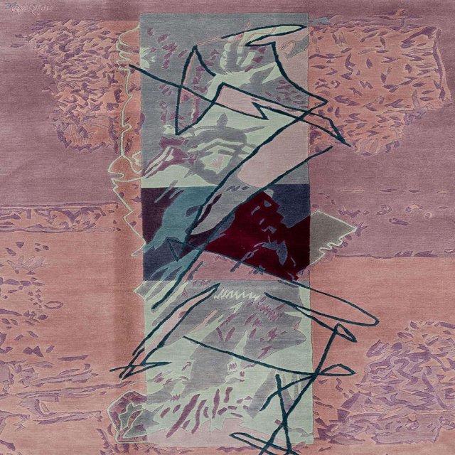 Ahgly Company Indoor Square Abstract Mauve Taupe Purple Abstract Area Rugs, 5' Square