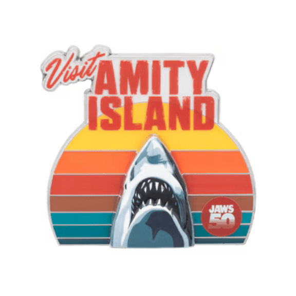 Universal Studios Jaws 50th Anniversary Amity Island 3D Pin New With Card