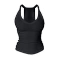 thumbnail image 5 of Ulitacool Womens Tank Tops Sleeveless Spaghetti Strap Camisole Solid Color Vest With Build In Bra Layering Tight Knit Undershirt L Black, 5 of 5
