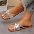 thumbnail image 5 of Comfortable Sandals for Women Women's Versatile Plus-Size Strappy Sandals Spring/Summer Style Trendy Comfortable Heel Open Toe Two-Way Beach Flat Sandals.,Silver,42, 5 of 9