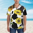 thumbnail image 4 of Daiia Sunflowers Country Hawaiian Shirt for Men Gentle Cotton Regular Short Sleeve Casual-Medium, 4 of 9