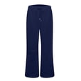 thumbnail image 6 of WULMLEO Ladies Fashion High Waist Sweatpants Loose Draw String Waist Solid Color Cargo Drawstring Pants Leisure Flares Navy S, 6 of 9