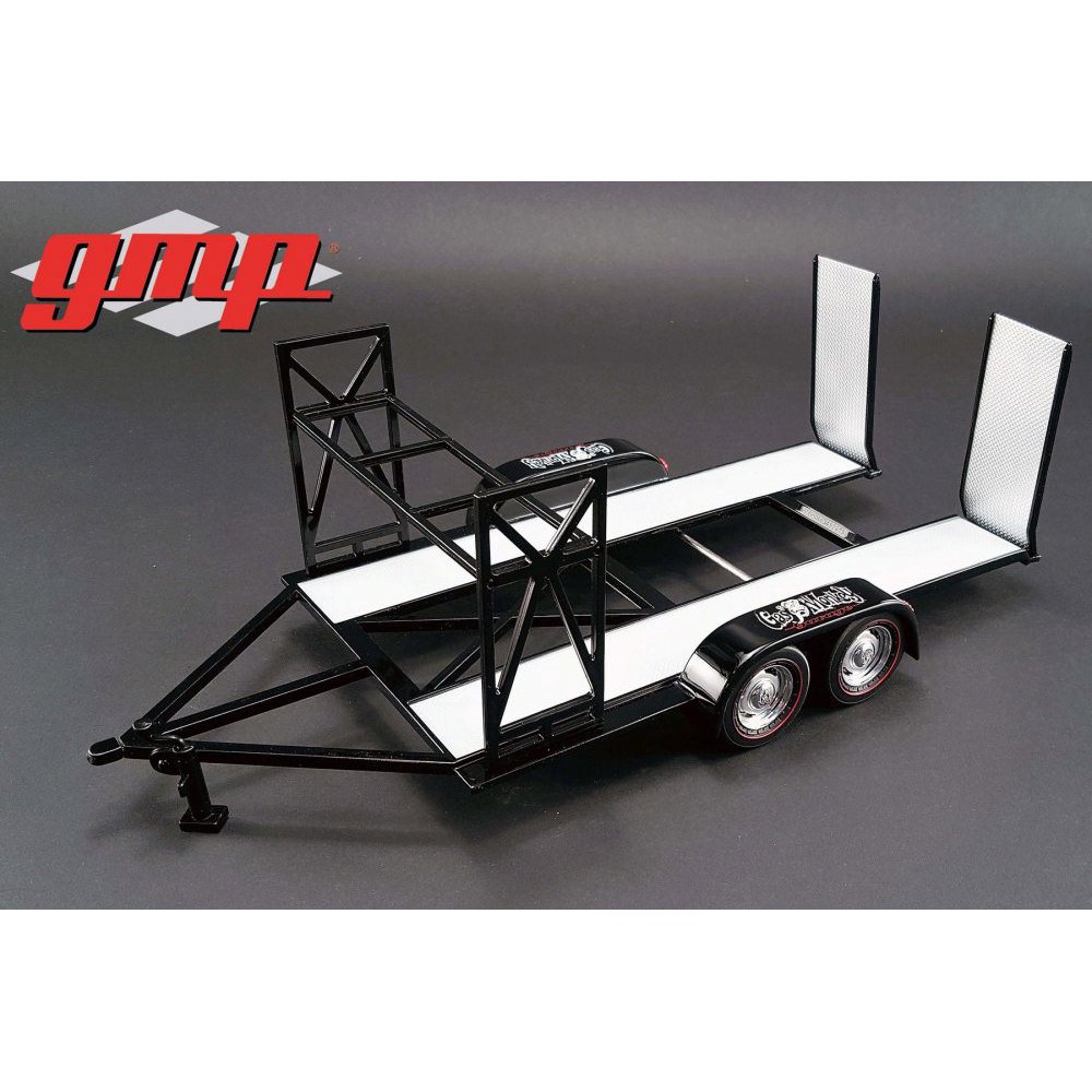 Tandem Car Trailer w/ Tire Rack Gas Monkey Garage, Black & Chrome GMP