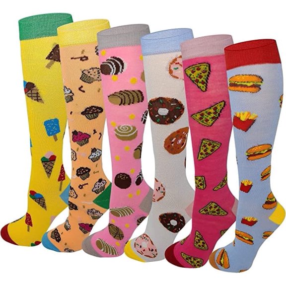 Ayla 6 Pairs Kids Big Girls Youth Baby Children's Novelty Design Knee High Socks