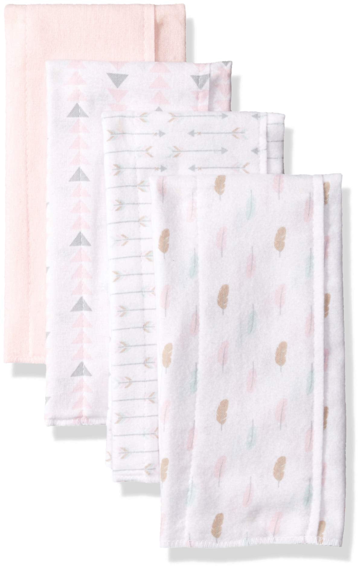 Luvable Friends Baby Girl Cotton Flannel Burp Cloths 4pk, Rainbow, One Size