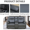 thumbnail image 3 of PonLiving Power Leather Recliner Sofa Set with LED Lights,Leather Couch Set,Living Room Furniture Sets with USB Port/Storage Console/Cup Holders Leather Sofa and Loveseat ) Drak Grey, 3 of 5