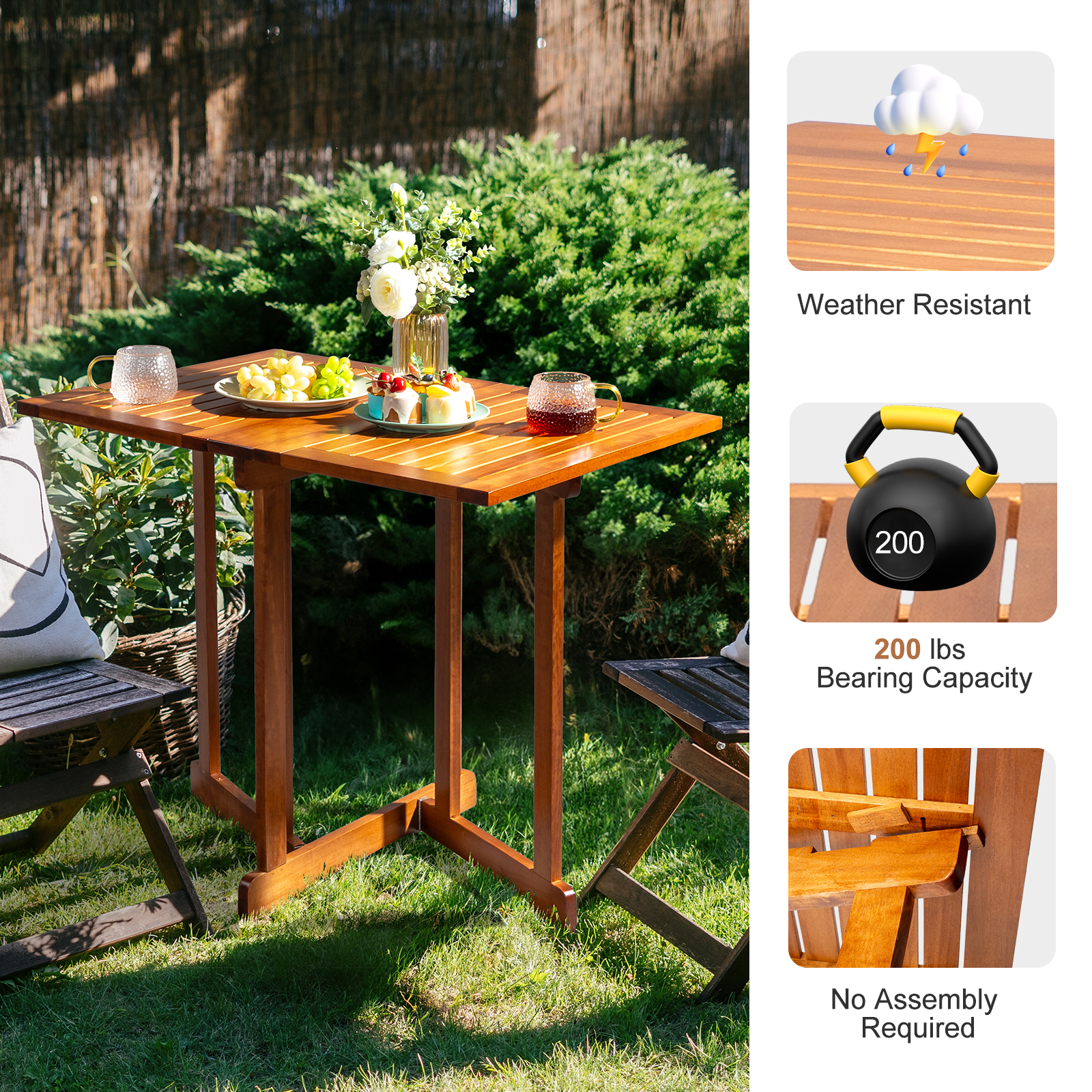Ktaxon 3ft Wood Dining Table, Drop Leaf Folding Table Kitchen