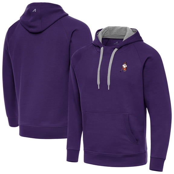 Men's Antigua Purple Clemson Standing Tiger Golf Victory Raglan Pullover Hoodie