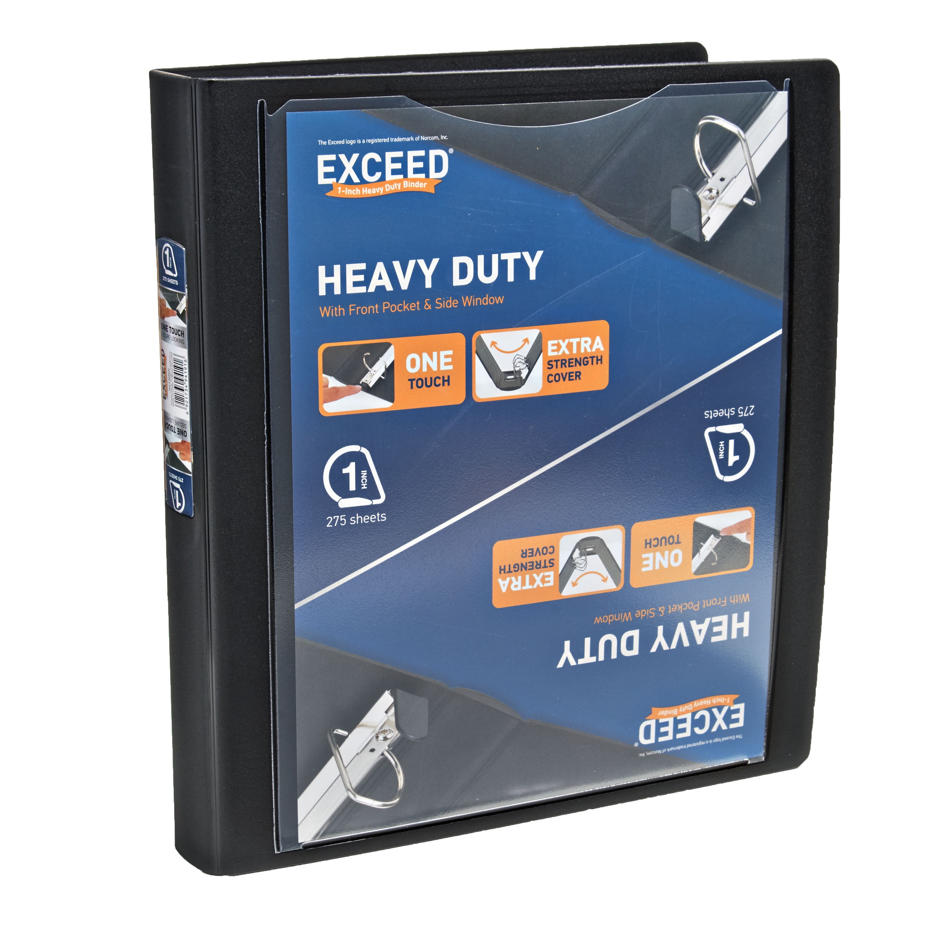 BINDERS EXCEED 1 INCH HEAVY DUTY BINDER Black D RING HOLDS 275 SHEETS 2 