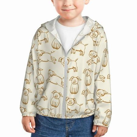 

Lukts Funny Pigs Print Children s Long-Sleeved Sun Protection Clothing Hooded Sweatshirts for Boys and Girls Outdoor Sports-2 Years