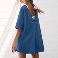 thumbnail image 6 of Laqbezok Women's Off-The-Shoulder Romper, Loose Casual Short Sleeve Jumpsuit, Summer One-Piece Playsuit with Pockets, 6 of 8