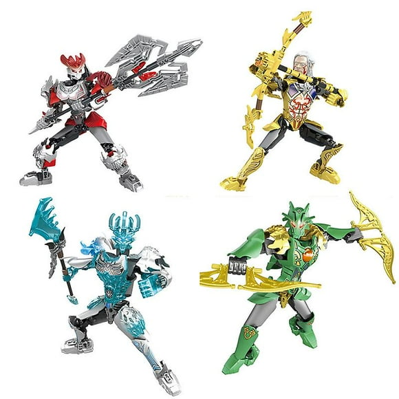 Bionicle Jungle Fire Ice Gold Figures With Weapon Building Block Toys Set For Kids Boy Gift Compatible 4pcs/set