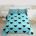 thumbnail image 2 of Manfei Cartoon Hearts Bedding Comforter Set, Blue Black White Twin Comforter Sets, Romantic Love Theme Bedding Set, Luxury Bedroom Decor, Reversible 2 Pieces, 2 of 8