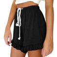 thumbnail image 6 of Plebaso Summer Shorts for Women Ruffle Hem Drawstring Casual Shorts Womens Wide Leg Beach Lounge Shorts, 6 of 6