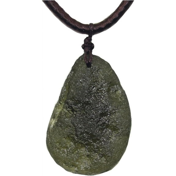 Raw Moldavite Crystal Necklace Certified Meteorite Stone Moldavite Tektite Healing Crystal Necklace,Irregular Shape