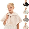 thumbnail image 5 of Gpaecead Kids Girls Faux Fur Princess Shawl Wraps Girls Coat Jacket Flower Cape Wedding Party Dress Beige, 5 of 5