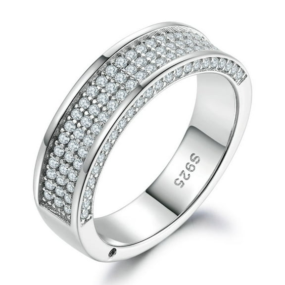 SFTING Micro Pave Engagement Wedding Band for Women Fashion 925 Sterling Silver Inlaid Zirconia Size 7