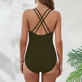 thumbnail image 4 of ZZwxWA One Piece Swimsuit Women Double Strap Ruched Bathing Suit Sexy Deep V Neck Belly Control Swimwear 2025, 4 of 7
