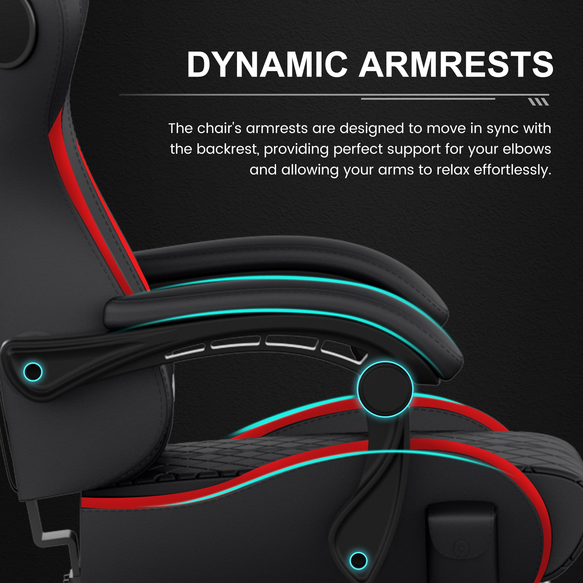 GTRACING GTW-100 Reclining Gaming Chair with Bluetooth, Adjustable Pillows and Footrest, Red