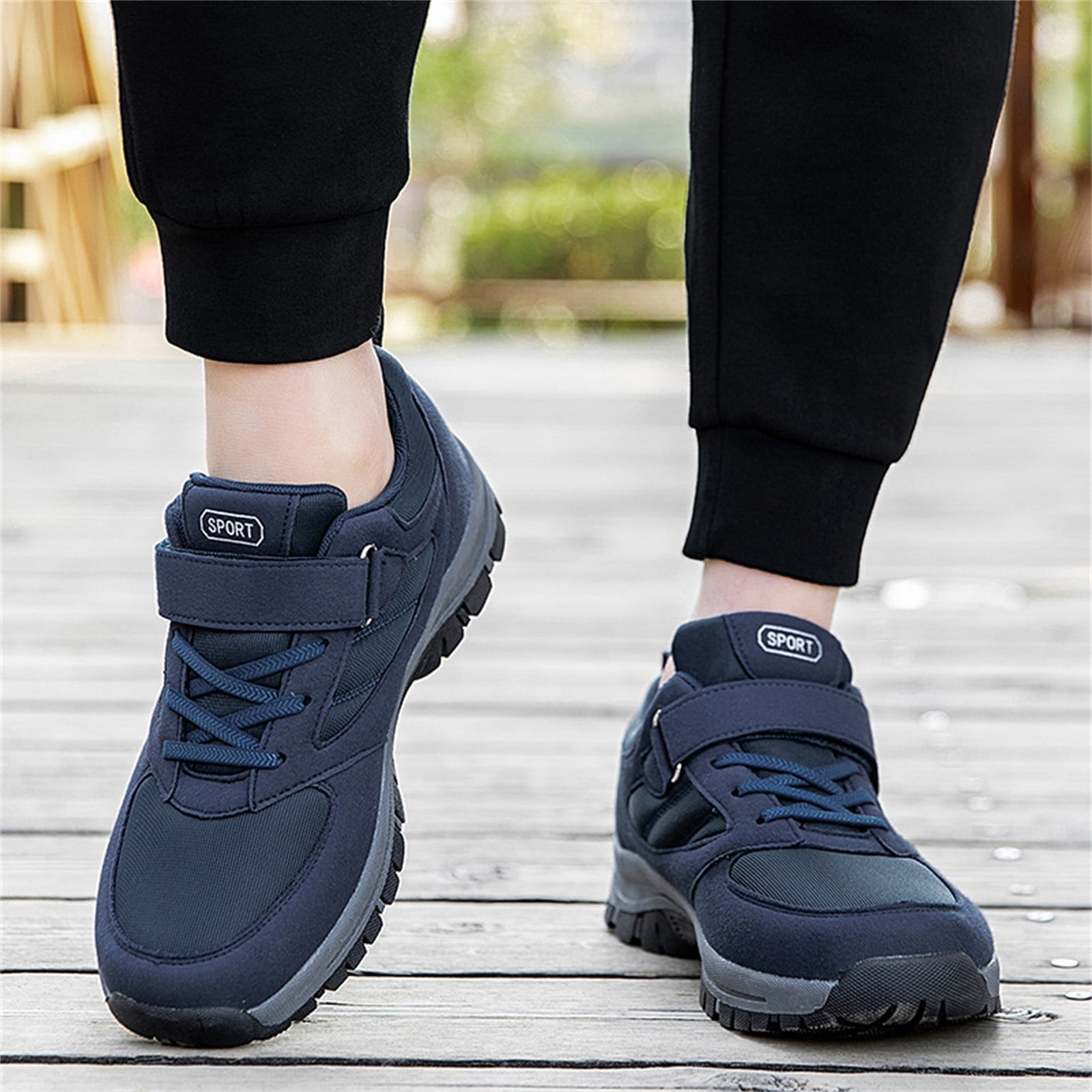 Yindaity Men Shoes Casual Men's Breathable Memory Foam Indoor Outdoor Slipper with Wide Widths Hiking Shoes Men Dark Blue,11.5