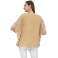 thumbnail image 4 of Bimba Women's Beige Tunic Top Long Loose Fit Embroidered Short Kimono Sleeve-18, 4 of 5