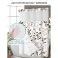 thumbnail image 6 of No Hook Shower Curtain with Snap-in Liner, Brown Beige Botanical Waterproof Fabric Bathroom Curtains, Watercolor Spring Floral Summer Leaf Bath Curtains & Mesh Top Window Stall 48"x72", 6 of 9