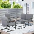thumbnail image 3 of Royalcraft 4 Piece Outdoor Furniture Patio Conversation Sets, Metal Loveseat and Chairs with Tables,8 Cushions,Grey, 3 of 10