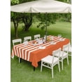 thumbnail image 3 of Outdoor Tablecloth with Umbrella Hole and Zipper, Orange Anchor Rectangle Table Cloth 60x102 Inch Waterproof Tablecloth, Modern Nautical White Geometric Stripes Picnic Table Cover for Patio Camping, 3 of 7