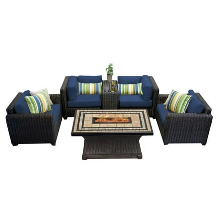 Tk Classics Venice Wicker 6 Piece Patio Conversation Set With Fire
