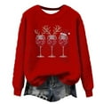 thumbnail image 4 of Women's Plus Christmas Sweaters Fashion Festive Graphic Long Sleeve Round Neck Casual Pullover Warm Tops (XL, Red), 4 of 5