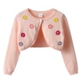 thumbnail image 2 of HAOTAGS Girls Knitted Cardigan (1-13) Jacket with Floral Accent Casual One-Button Open Front Cover Up Top for Fall Hot Pink Size 9-10Years, 2 of 8