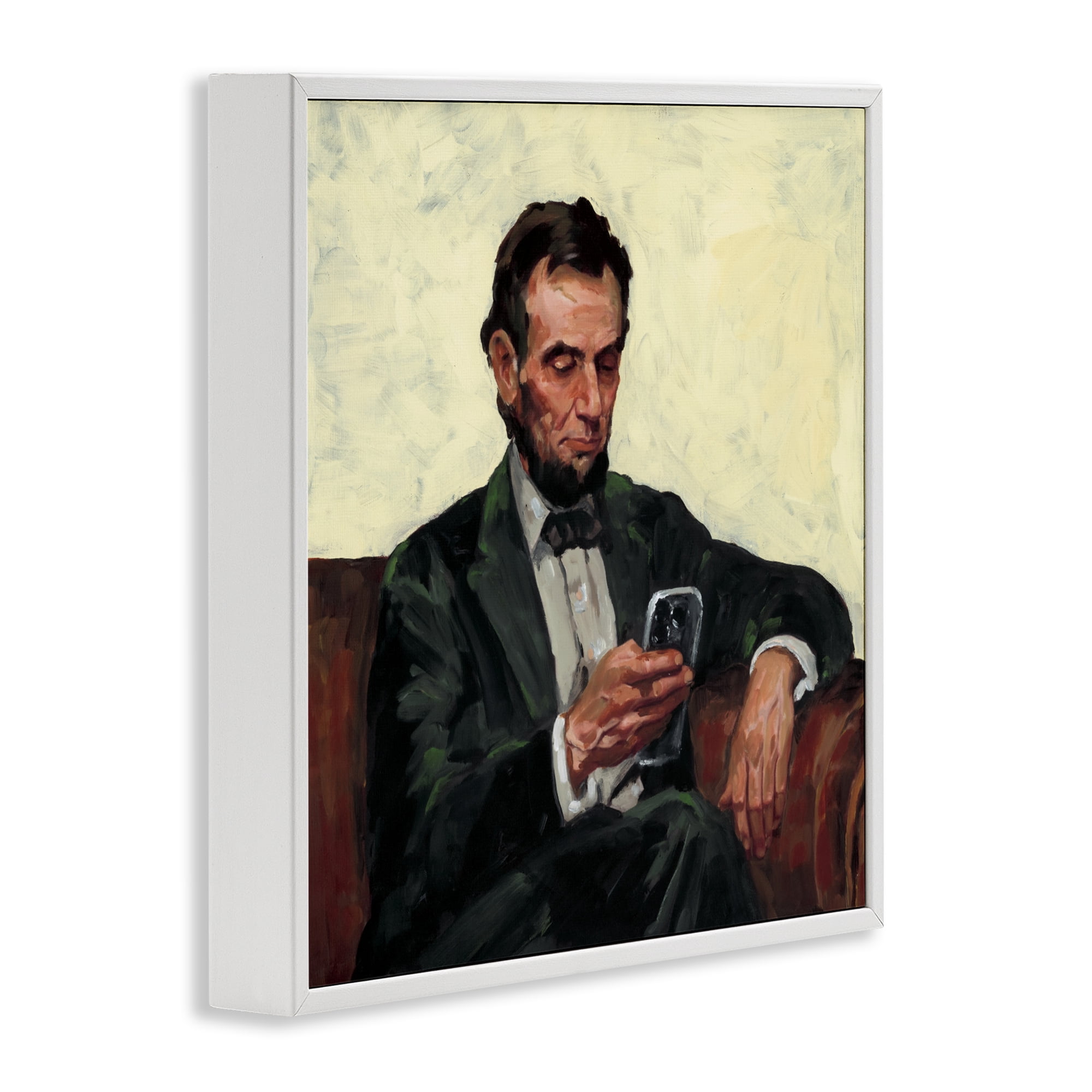 Stupell Industries Abe with Cellphone White Framed Giclee Art, design by Studio Bautista