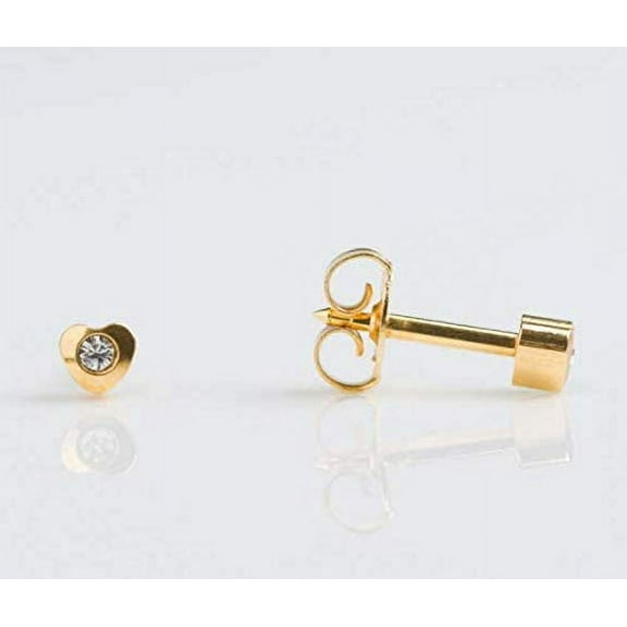 STUDEX-TT-5024 Tiny Tips April Crystal Heart Stud Earrings for Little Sensitive Ears 4mm