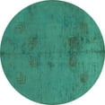thumbnail image 1 of Ahgly Company Machine Washable Indoor Round Abstract Turquoise Blue Modern Area Rugs, 6' Round, 1 of 4