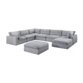 thumbnail image 2 of Modular Sectional Sofa Light Gray Corduroy Large Family 8pc Living Room Set 3x Corner wedge 3x Armless Chairs 2x Ottomans, 2 of 9