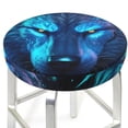 thumbnail image 3 of Balery Futuristic Blue Light Wolf Round Bar Stool Seat Covers Velvet Fabric Adjustable Protects from Scratches and Stains for 14-17 Inch Chair- 14 inch, 3 of 7