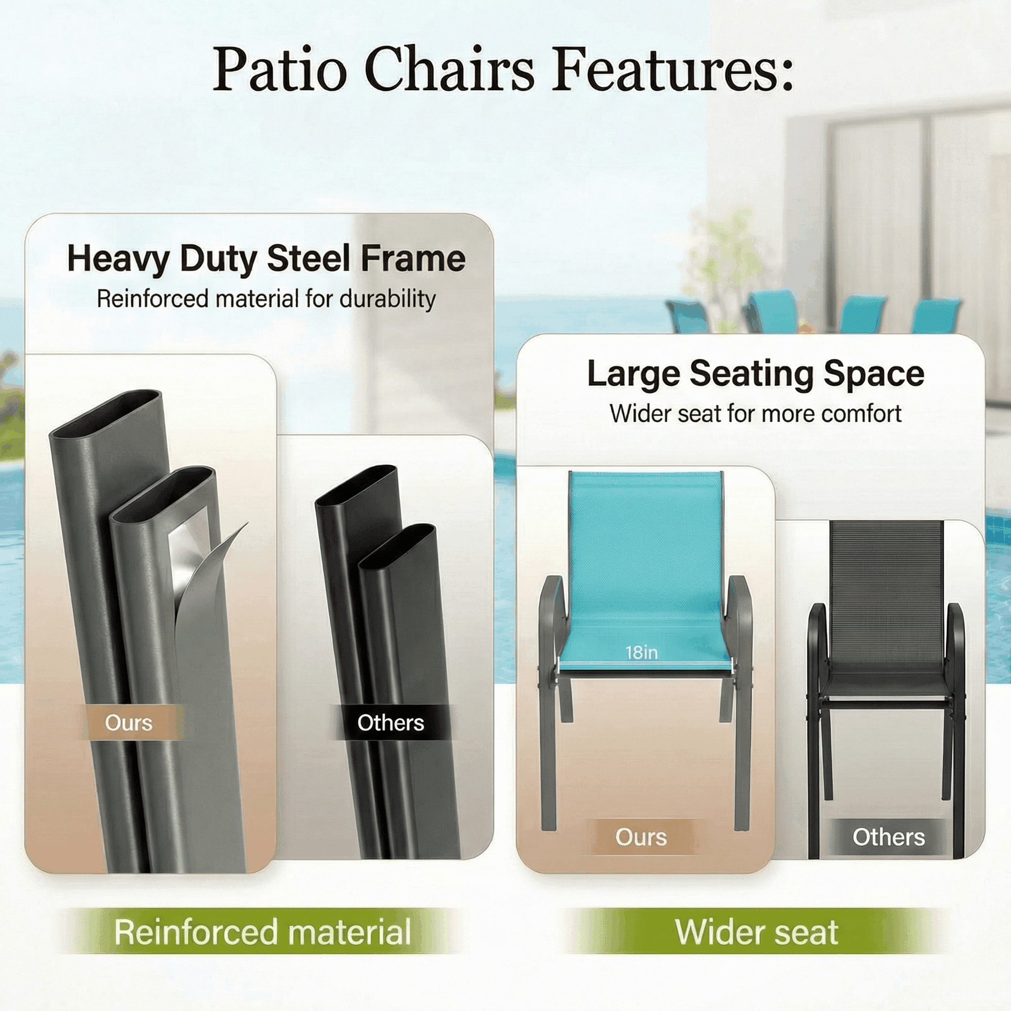 Pirecart Patio Dining Chairs Set of 4, Outdoor Stackable Armrest Chairs All Weather