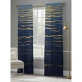 thumbnail image 4 of Abstract Golden Sheer Curtains 96 Inches Long 2 Panels Water Ripple Blue Ocean Sunrise Horizon Light Filtering Semi Sheer Window Curtains Drapes for Bedroom Living Room 52"x96", 4 of 7