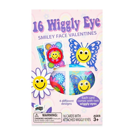 Mello Smello Valentine's Day Wiggly Eye Smiley Face Valentine Kiddie Cards, 16CT