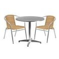 thumbnail image 2 of Emma + Oliver 31.5" Round Aluminum Table Set-2 Beige Rattan Chairs, 2 of 5