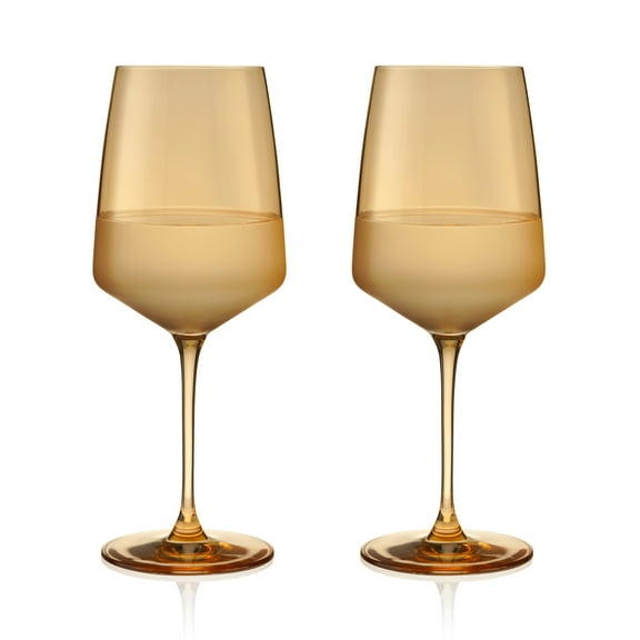 Viski Nouveau Wine Glasses for White and Red Wines, 22 oz, Set of 2, Topaz